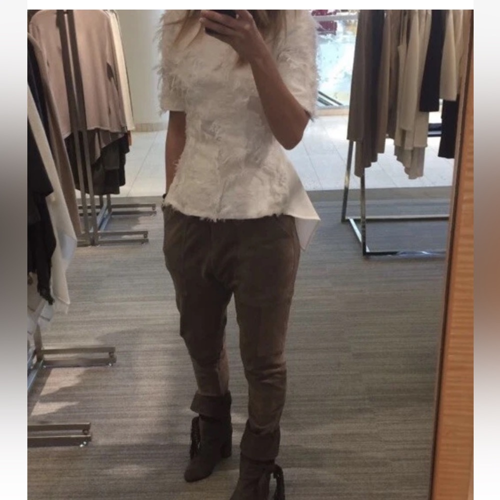 BCBGMaxAzria Scott Taupe Faux Suede Women's Trousers XS